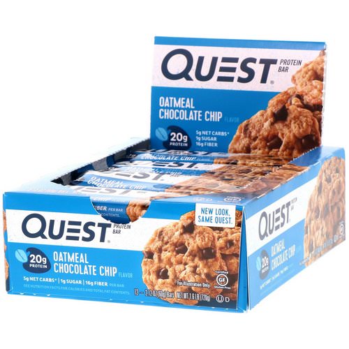 Quest Nutrition, Protein Bar, Oatmeal Chocolate Chip, 12 Bars, 2.12 oz (60 g) Each فوائد