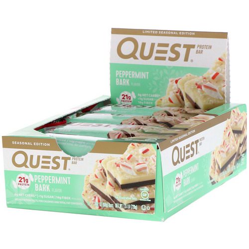 Quest Nutrition, Protein Bar, Peppermint Bark, 12 Bars, 2.12 oz (60 g) Each فوائد