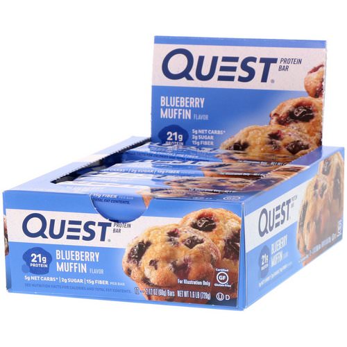 Quest Nutrition, Protein Bar, Blueberry Muffin, 12 Bars, 2.12 oz (60 g) Each فوائد