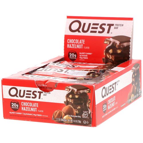 Quest Nutrition, Protein Bar, Chocolate Hazelnut, 12 Bars, 2.1 oz (60 g) Each فوائد