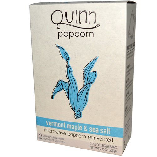Quinn Popcorn, Microwave Popcorn, Vermont Maple & Sea Salt, 2 Bags, 3.6 oz (102 g) Each فوائد