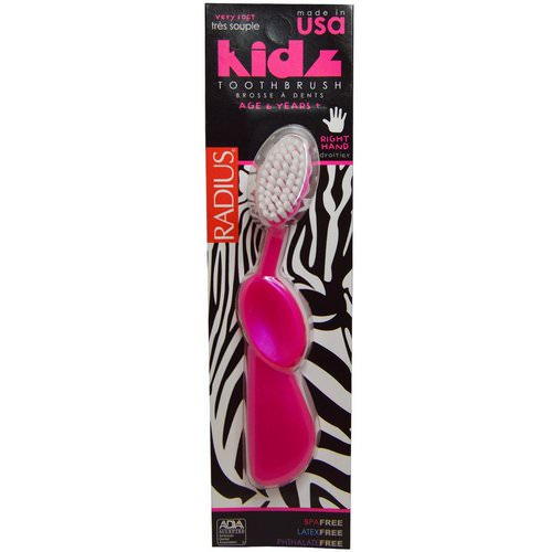 RADIUS, Kidz Toothbrush, Very Soft, 6yrs+. Right Hand, Pink, 1 Toothbrush فوائد