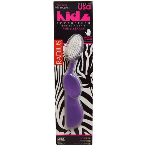 RADIUS, Kidz Toothbrush, Very Soft, 6yrs+. Right Hand, Purple, 1 Toothbrush فوائد