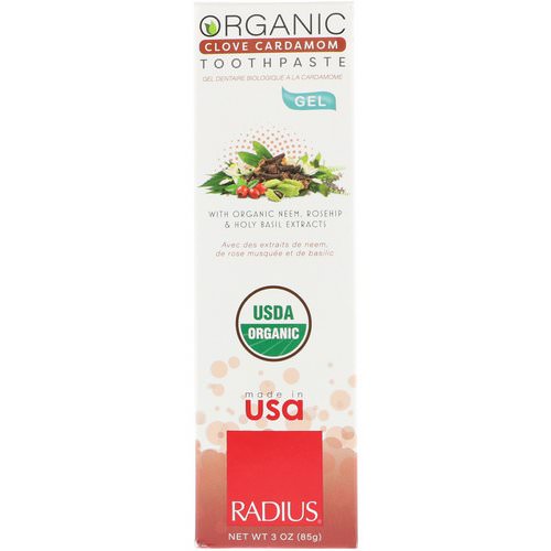 RADIUS, Organic Gel Toothpaste, Clove Cardamom, 3 oz (85 g) فوائد