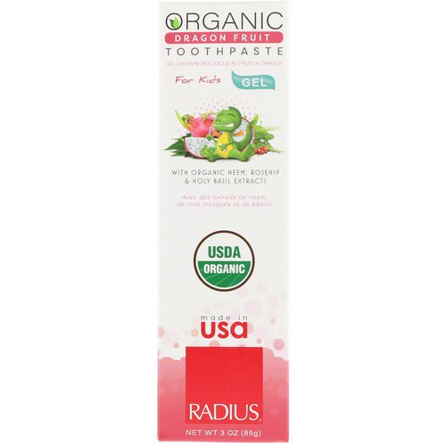 RADIUS, Organic Gel Toothpaste, For Kids, Dragon Fruit, 3 oz (85 g) فوائد