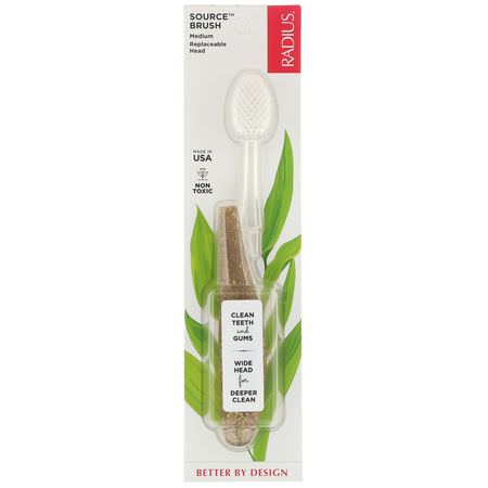 RADIUS, Source Toothbrush, Medium, 1 Replaceable Head Toothbrush:فرش الأسنان, العناية بالفم
