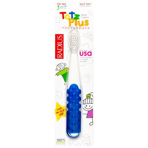 RADIUS, Totz Plus Toothbrush, 3+ Years, White/Blue, 1 Toothbrush فوائد