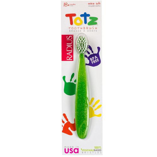 RADIUS, Totz Toothbrush, 18 + Months, Extra Soft, Green Sparkle فوائد