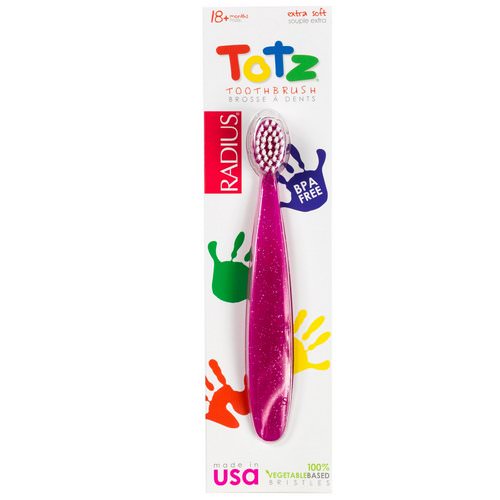 RADIUS, Totz Toothbrush, 18 + Months, Extra Soft, Pink Sparkle فوائد