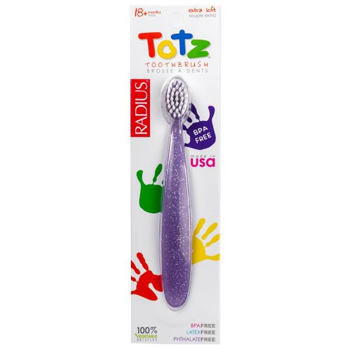 RADIUS, Totz Toothbrush, 18+ Months, Extra Soft, Purple Sparkle فوائد