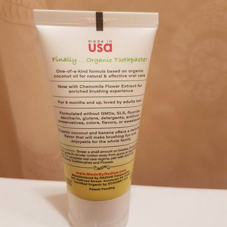 RADIUS, USDA Organic Children's Coconut Toothpaste, Coconut Banana, 6 Months +, 1.7 oz (48 g)