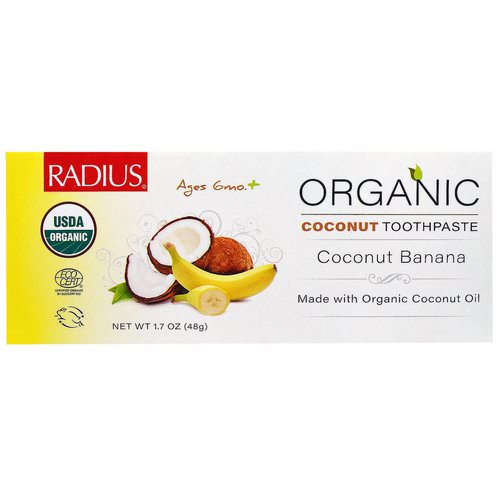 RADIUS, USDA Organic Children's Coconut Toothpaste, Coconut Banana, 6 Months +, 1.7 oz (48 g) فوائد