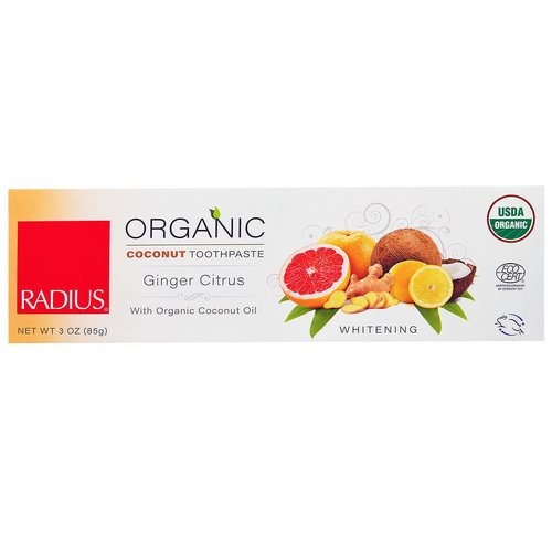 RADIUS, USDA Organic Coconut Toothpaste, Ginger Citrus, 3 oz (85 g) فوائد