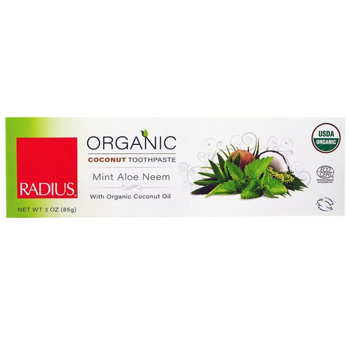 RADIUS, USDA Organic Coconut Toothpaste, Mint Aloe Neem, 3 oz (85 g) فوائد