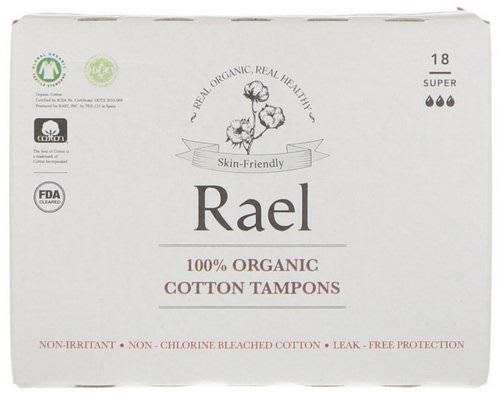 Rael, 100% Organic Cotton Tampons, Super, 18 Tampons فوائد