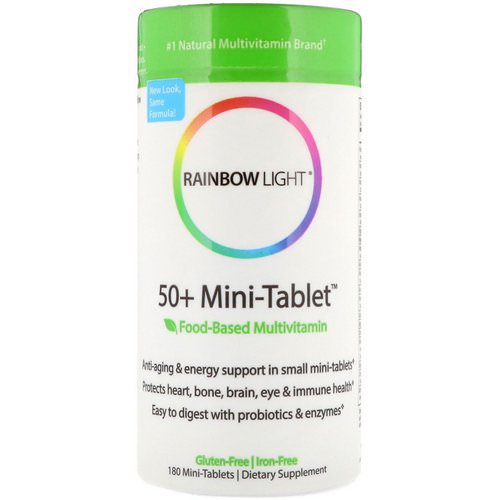 Rainbow Light, 50+ Mini-Tablet, Food-Based Multivitamin, 180 Mini-Tablets فوائد