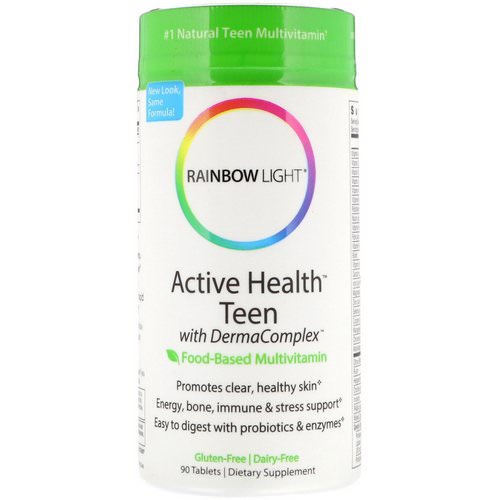 Rainbow Light, Active Health Teen with Derma Complex, Food-Based Multivitamin, 90 Tablets فوائد