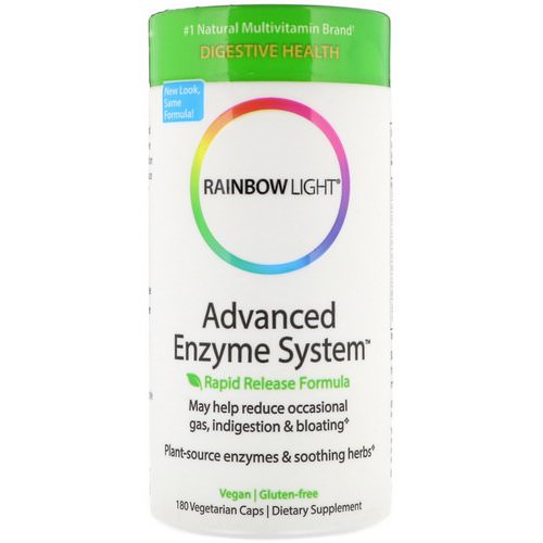 Rainbow Light, Advanced Enzyme System, Rapid Release Formula, 180 Vegetarian Caps فوائد