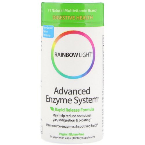 Rainbow Light, Advanced Enzyme System, Rapid Release Formula, 90 Vegetarian Caps فوائد