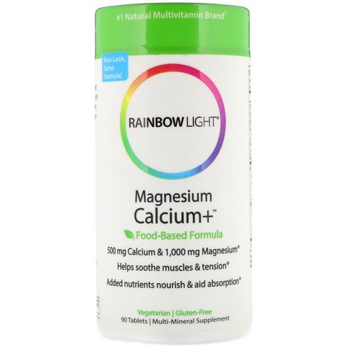 Rainbow Light, Magnesium Calcium+, Food-Based Formula, 90 Tablets فوائد