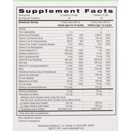 Rainbow Light, NutriStart, Multivitamin Powder, 25 Packets, 1.9 oz (53 g):الفيتامينات المتعددة للأطفال, الصحة