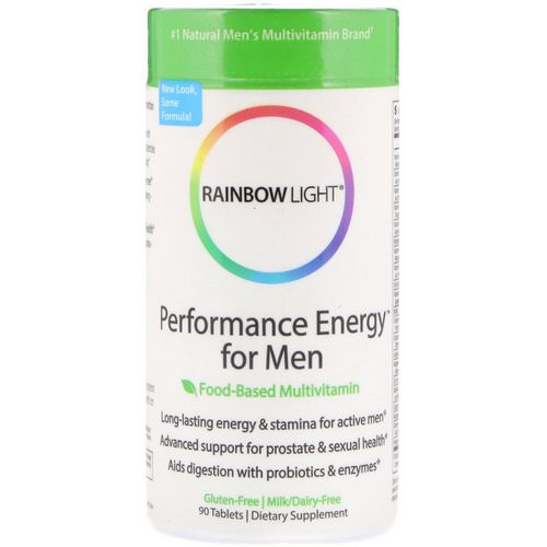 Rainbow Light, Performance Energy for Men, Food-Based Multivitamin, 90 Tablets فوائد