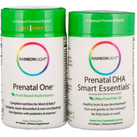 Rainbow Light, Prenatal Daily Duo, Prenatal One plus Prenatal DHA Smart Essentials, 1 Month Supply (30 Tablets + 30 Softgels):الفيتامينات المتعددة قبل ال,لادة, صحة المرأة