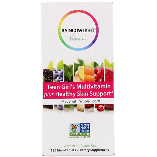 Rainbow Light, Vibrance, Teen Girl's Multivitamin plus Healthy Skin Support, 180 Mini-Tablets فوائد