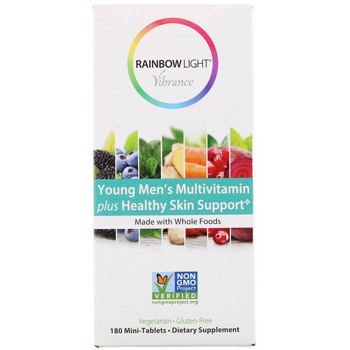 Rainbow Light, Vibrance, Young Men's Multivitamin plus Healthy Skin Support, 180 Mini-Tablets فوائد