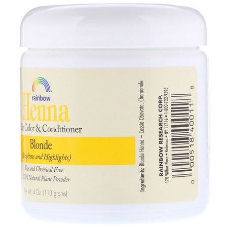 Rainbow Research, Henna, Hair Color and Conditioner, Blonde, 4 oz (113 g):الحناء, ل,ن الشعر