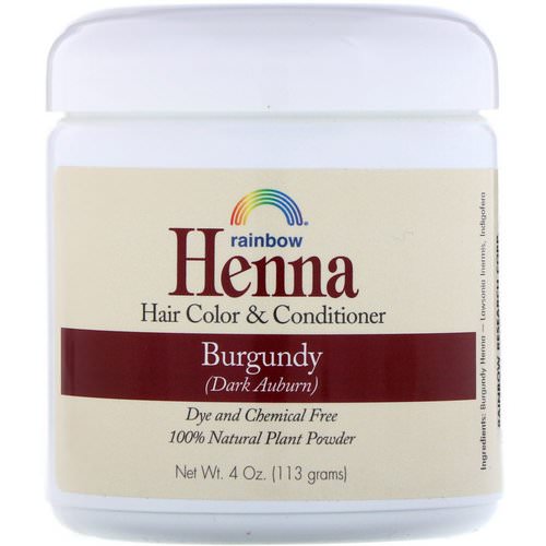 Rainbow Research, Henna, Hair Color and Conditioner, Burgundy (Dark Auburn), 4 oz (113 g) فوائد