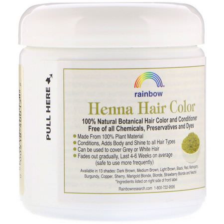 Rainbow Research, Henna, Hair Color and Conditioner, Light Brown, 4 oz (113 g):الحناء, ل,ن الشعر