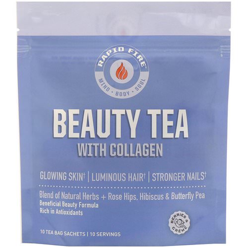 RAPIDFIRE, Beauty Tea with Collagen, Berries & Creme, 10 Tea Bag Sachets فوائد