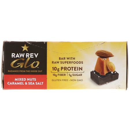 Raw Rev, Glo, Mixed Nuts Caramel & Sea Salt, 12 Bars, 1.6 oz (46 g) Each:أشرطة التغذية
