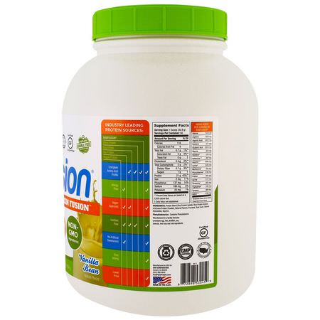 RawFusion, Raw Plant-Based Protein Fusion, Vanilla Bean, 4.08 lbs (1854 g):البر,تين النباتي, المصنع
