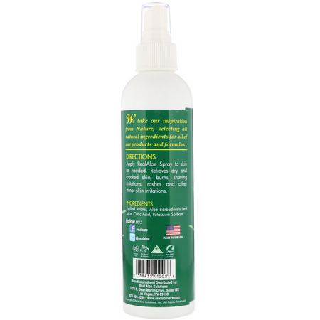 Real Aloe, Aloe Vera Spray, 8 oz (227 ml):الأل,ة فيرا للعناية بالبشرة, علاج البشرة
