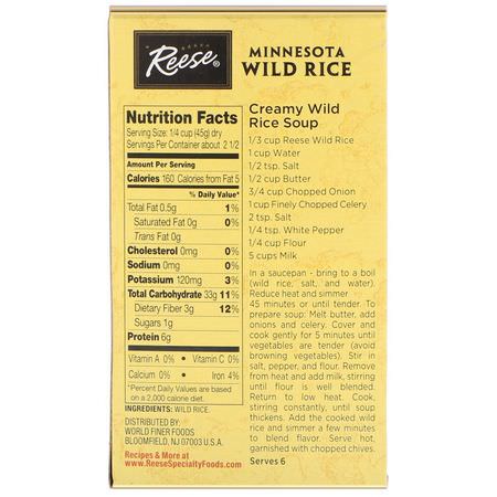 Reese, All Natural, Minnesota Wild Rice, Subtle Nutty Flavor, 4 oz (113 g):الأرز البري, الخبز