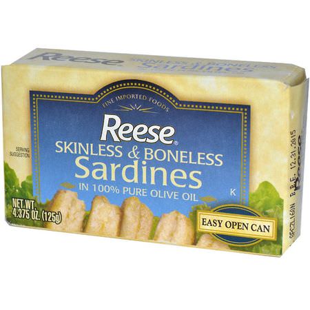 Reese, Skinless & Boneless Sardines in 100% Pure Olive Oil, 4.375 oz (125 g):السردين, مأك,لات بحرية