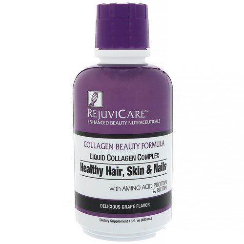Rejuvicare, Collagen Beauty Formula, Liquid Collagen Complex, Healthy Hair, Skin & Nails, Delicious Grape Flavor, 16 fl oz (480 ml) فوائد
