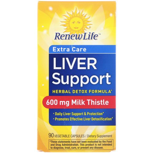 Renew Life, Extra Care, Liver Support, Herbal Detox Formula, 90 Vegetable Capsules فوائد