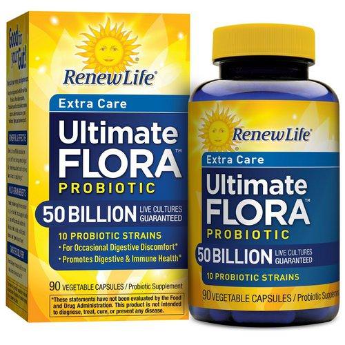 Renew Life, Extra Care, Ultimate Flora Probiotic, 50 Billion, 90 Vegetable Capsules فوائد