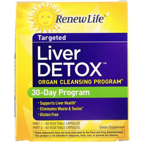 Renew Life, Targeted, Liver Detox, Organ Cleansing Program, 120 Veggie Caps, 2 Bottles, 30-Day Program فوائد