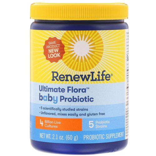 Renew Life, Ultimate Flora, Baby Probiotic, 4 Billion Live Cultures, 2.1 oz (60 g) فوائد