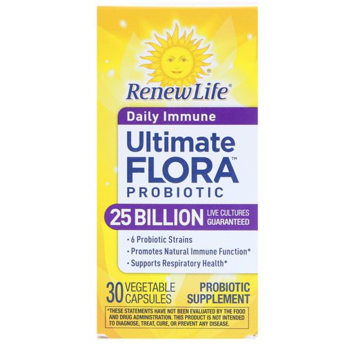 Renew Life, Ultimate Flora Probiotic, Daily Immune, 25 Billion Live Cultures, 30 Vegetable Capsules فوائد