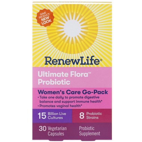Renew Life, Women's Care Go-Pack, Ultimate Flora Probiotic, 15 Billion Live Cultures, 30 Vegetarian Capsules فوائد