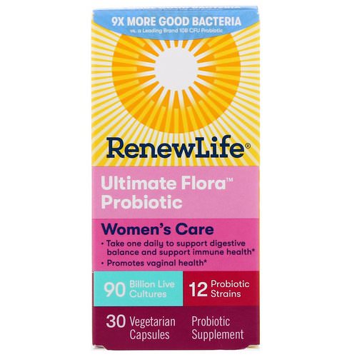 Renew Life, Women's Care, Ultimate Flora Probiotic, 90 Billion Live Cultures, 30 Vegetarian Capsules فوائد