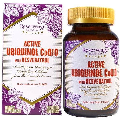 ReserveAge Nutrition, Active Ubiquinol CoQ10, with Resveratrol, 60 Liquid Capsules فوائد