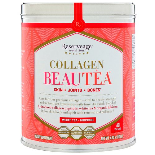 ReserveAge Nutrition, Collagen Beautea, White Tea + Hibiscus, 48 Tea Bags فوائد