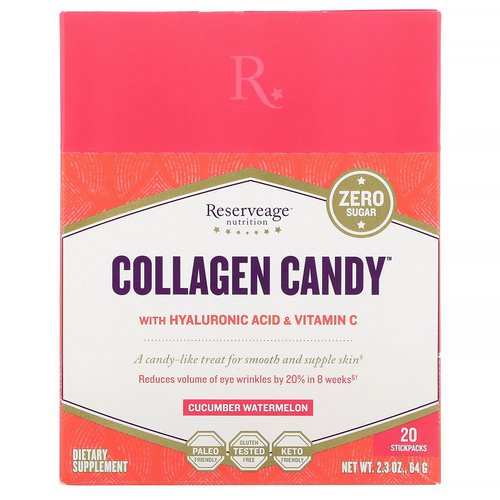 ReserveAge Nutrition, Collagen Candy, Cucumber Watermelon, 20 Stickpacks, 2.3 oz (64 g) فوائد
