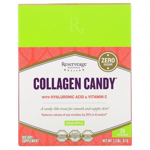 ReserveAge Nutrition, Collagen Candy, Sour Apple, 20 Stickpacks, 2.3 oz (67 g) فوائد